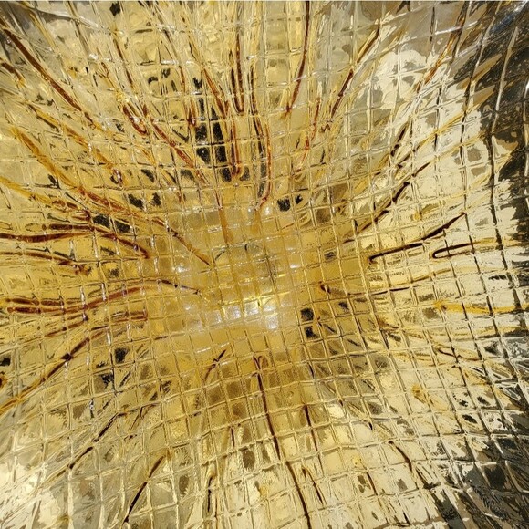 Large Centerpiece Statement Piece Amber Gold and Clear Glass - Picture 8 of 16